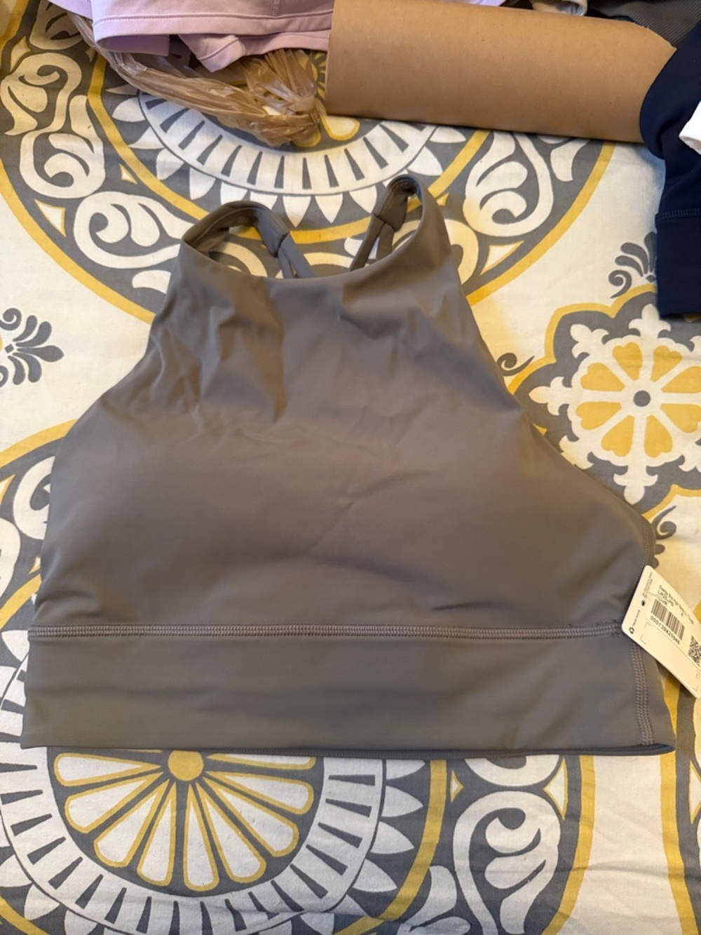 lululemon athletica High-Neck Sports Bra Top - Gray Taupe NWT 8